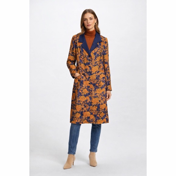 Jaeger London Jackets & Blazers - JAEGER London x Vintage 1970s Floral Jacquard Tapestry Coat